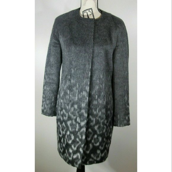 TED BAKER LONDON 'Ceceli' Exotic Print Cocoon Coat, Grey, Ted Size 2, US 4-6 - Picture 1 of 7